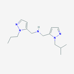 molecular formula C15H25N5 B11761155 {[1-(2-methylpropyl)-1H-pyrazol-5-yl]methyl}[(1-propyl-1H-pyrazol-5-yl)methyl]amine 