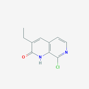 molecular formula C10H9ClN2O B11761308 8-Chloro-3-ethyl-1,7-naphthyridin-2(1H)-one 