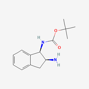 molecular formula C14H20N2O2 B11761537 tert-butyl ((1R,2S)-2-amino-2,3-dihydro-1H-inden-1-yl)carbamate 