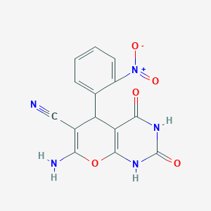 7-Amino-2,4-dihydroxy-5-(2-nitrophenyl)-5H-pyrano[2,3-d]pyrimidine-6-carbonitrile