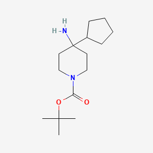 molecular formula C15H28N2O2 B11762517 tert-Butyl 4-amino-4-cyclopentylpiperidine-1-carboxylate 