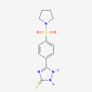 molecular formula C12H14N4O2S2 B11762610 5-(4-(Pyrrolidin-1-ylsulfonyl)phenyl)-4H-1,2,4-triazole-3-thiol 