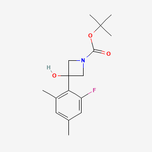 molecular formula C16H22FNO3 B11762748 tert-Butyl 3-(2-fluoro-4,6-dimethylphenyl)-3-hydroxyazetidine-1-carboxylate 