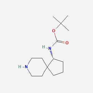 molecular formula C14H26N2O2 B11763208 tert-butyl N-[(1R)-8-azaspiro[4.5]decan-1-yl]carbamate 