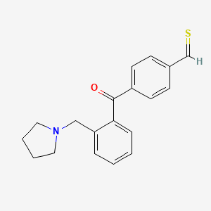 molecular formula C19H19NOS B11763333 4-[2-(Pyrrolidin-1-ylmethyl)benzoyl]thiobenzaldehyde 