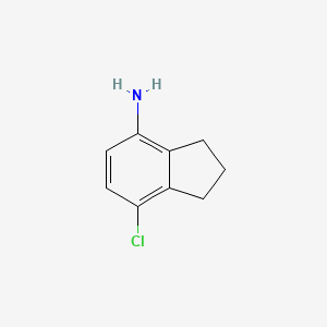 molecular formula C9H10ClN B11763342 7-Chloro-2,3-dihydro-1H-inden-4-amine 