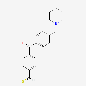 molecular formula C20H21NOS B11763412 4-[4-(Piperidin-1-ylmethyl)benzoyl]thiobenzaldehyde 