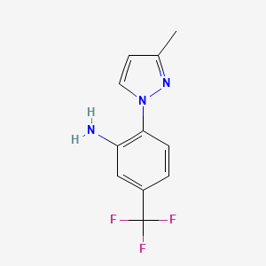 molecular formula C11H10F3N3 B11763451 2-(3-Methyl-1H-pyrazol-1-YL)-5-(trifluoromethyl)aniline 