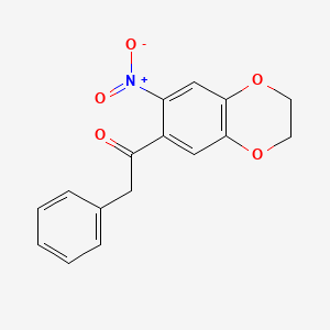 molecular formula C16H13NO5 B11763480 1-(7-Nitro-2,3-dihydrobenzo[b][1,4]dioxin-6-yl)-2-phenylethanone 