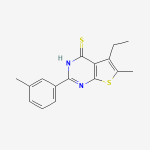 molecular formula C16H16N2S2 B11763541 5-Ethyl-6-methyl-2-(m-tolyl)thieno[2,3-d]pyrimidine-4-thiol 