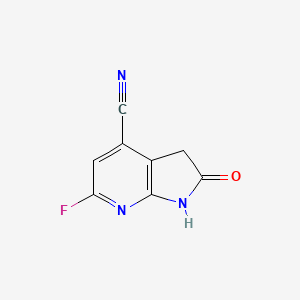 molecular formula C8H4FN3O B11763934 6-Fluoro-2-oxo-1,3-dihydropyrrolo[2,3-b]pyridine-4-carbonitrile 