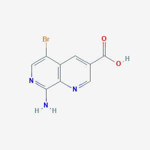 molecular formula C9H6BrN3O2 B11764460 8-Amino-5-bromo-1,7-naphthyridine-3-carboxylic acid 