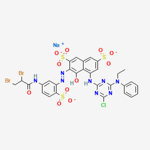 molecular formula C12H18O3 B1176461 2,7-Naphthalenedisulfonic acid, 5-((4-chloro-6-(ethylphenylamino)-1,3,5-triazin-2-yl)amino)-3-((5-((2,3-dibromo-1-oxopropyl)amino)-2-sulfophenyl)azo)-4-hydroxy-, sodium salt CAS No. 155522-14-8
