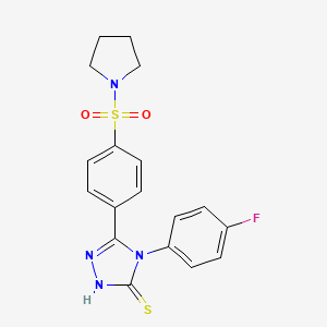 molecular formula C18H17FN4O2S2 B11764724 4-(4-Fluorophenyl)-5-(4-(pyrrolidin-1-ylsulfonyl)phenyl)-4H-1,2,4-triazole-3-thiol 