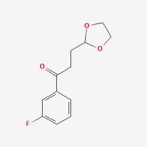 molecular formula C12H13FO3 B11764806 3-(1,3-Dioxolan-2-yl)-1-(3-fluorophenyl)propan-1-one CAS No. 842124-02-1