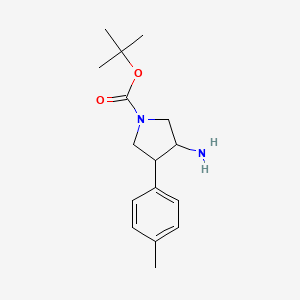 molecular formula C16H24N2O2 B11764896 tert-Butyl 3-amino-4-(p-tolyl)pyrrolidine-1-carboxylate 