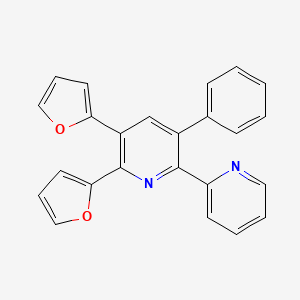 molecular formula C24H16N2O2 B11764930 5,6-Di(furan-2-yl)-3-phenyl-2,2'-bipyridine CAS No. 871798-95-7