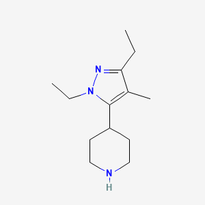 molecular formula C13H23N3 B11764944 4-(1,3-Diethyl-4-methyl-1H-pyrazol-5-yl)piperidine 