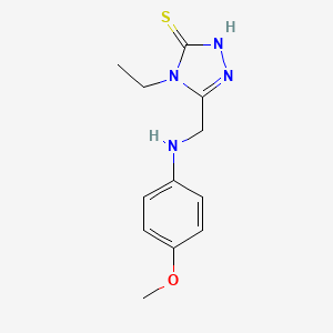 molecular formula C12H16N4OS B11764978 4-Ethyl-5-(((4-methoxyphenyl)amino)methyl)-4H-1,2,4-triazole-3-thiol 