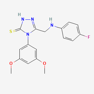 molecular formula C17H17FN4O2S B11765654 4-(3,5-Dimethoxyphenyl)-5-(((4-fluorophenyl)amino)methyl)-4H-1,2,4-triazole-3-thiol 