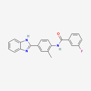 molecular formula C21H16FN3O B1176581 N-[4-(1H-benzimidazol-2-yl)-2-methylphenyl]-3-fluorobenzamide 