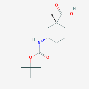 molecular formula C13H23NO4 B11765820 (1S,3S)-3-{[(tert-butoxy)carbonyl]amino}-1-methylcyclohexane-1-carboxylic acid 