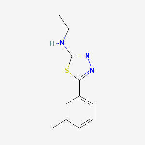 molecular formula C11H13N3S B11765837 N-Ethyl-5-(m-tolyl)-1,3,4-thiadiazol-2-amine 