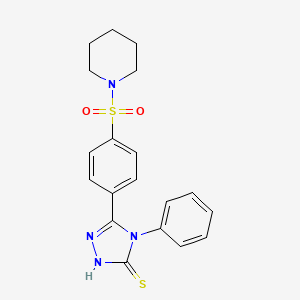 molecular formula C19H20N4O2S2 B11765846 4-Phenyl-5-(4-(piperidin-1-ylsulfonyl)phenyl)-4H-1,2,4-triazole-3-thiol 