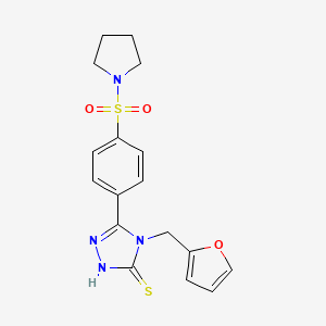 4-(Furan-2-ylmethyl)-5-(4-(pyrrolidin-1-ylsulfonyl)phenyl)-4H-1,2,4-triazole-3-thiol