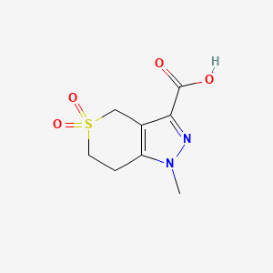 molecular formula C8H10N2O4S B11766073 1-methyl-5,5-dioxo-6,7-dihydro-4H-thiopyrano[4,3-c]pyrazole-3-carboxylic acid 