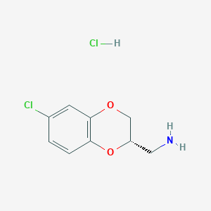 molecular formula C9H11Cl2NO2 B11766119 (S)-(6-Chloro-2,3-dihydrobenzo[b][1,4]dioxin-2-yl)methanamine hydrochloride 