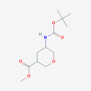 molecular formula C12H21NO5 B11767236 Methyl 5-((tert-butoxycarbonyl)amino)tetrahydro-2H-pyran-3-carboxylate 