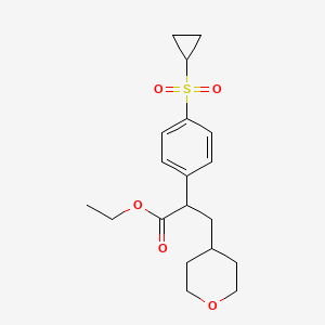 Ethyl 2-(4-(cyclopropylsulfonyl)phenyl)-3-(tetrahydro-2H-pyran-4-YL)propanoate