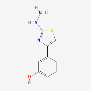 molecular formula C9H9N3OS B11767638 3-(2-Hydrazino-thiazol-4-yl)-phenol 