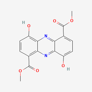 molecular formula C16H12N2O6 B11767691 4,9-Dihydroxyphenazine-1,6-dicarboxylic acid dimethyl ester CAS No. 66997-72-6