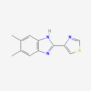 molecular formula C12H11N3S B11767733 4-(5,6-dimethyl-1H-benzo[d]imidazol-2-yl)thiazole 