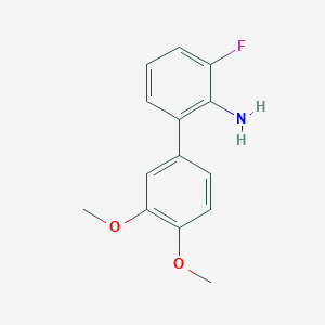 molecular formula C14H14FNO2 B11767805 3-Fluoro-3',4'-dimethoxy-[1,1'-biphenyl]-2-amine 