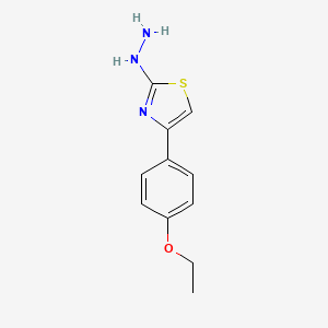 molecular formula C11H13N3OS B11768775 4-(4-Ethoxyphenyl)-2-hydrazinylthiazole 