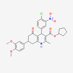 Cyclopentyl 4-(4-chloro-3-nitrophenyl)-7-(3,4-dimethoxyphenyl)-2-methyl-5-oxo-1,4,5,6,7,8-hexahydroquinoline-3-carboxylate