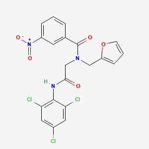 N-(Furan-2-ylmethyl)-3-nitro-N-(2-oxo-2-((2,4,6-trichlorophenyl)amino)ethyl)benzamide