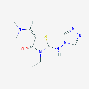 molecular formula C10H16N6OS B11770514 (5E)-5-(dimethylaminomethylidene)-3-ethyl-2-(1,2,4-triazol-4-ylamino)-1,3-thiazolidin-4-one 