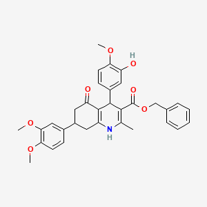 molecular formula C33H33NO7 B11770522 Benzyl 7-(3,4-dimethoxyphenyl)-4-(3-hydroxy-4-methoxyphenyl)-2-methyl-5-oxo-1,4,5,6,7,8-hexahydroquinoline-3-carboxylate 