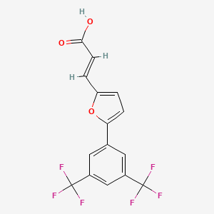 molecular formula C15H8F6O3 B11770530 3-{5-[3,5-Di(trifluoromethyl)phenyl]-2-furyl}acrylic acid 