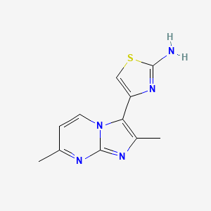 molecular formula C11H11N5S B11770566 4-(2,7-Dimethylimidazo[1,2-a]pyrimidin-3-yl)thiazol-2-amine 