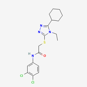 molecular formula C18H22Cl2N4OS B11770573 2-((5-Cyclohexyl-4-ethyl-4H-1,2,4-triazol-3-yl)thio)-N-(3,4-dichlorophenyl)acetamide 