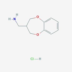 molecular formula C10H14ClNO2 B11770578 (3,4-Dihydro-2H-benzo[b][1,4]dioxepin-3-yl)methanamine hydrochloride 