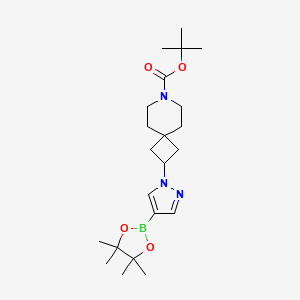 molecular formula C22H36BN3O4 B11770670 tert-Butyl 2-(4-(4,4,5,5-tetramethyl-1,3,2-dioxaborolan-2-yl)-1H-pyrazol-1-yl)-7-azaspiro[3.5]nonane-7-carboxylate 