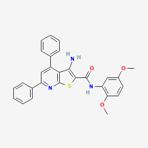 molecular formula C28H23N3O3S B11770678 3-amino-N-(2,5-dimethoxyphenyl)-4,6-diphenylthieno[2,3-b]pyridine-2-carboxamide 