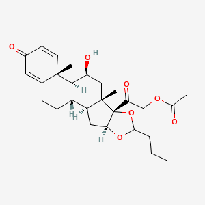 molecular formula C27H36O7 B11770786 (11b,16a)-21-(Acetyloxy)-16,17-[butylidenebis(oxy)]-11-hydroxy-pregna-1,4-diene-3,20-dione 