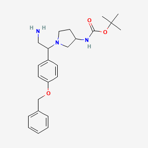 molecular formula C24H33N3O3 B11770856 tert-Butyl (1-(2-amino-1-(4-(benzyloxy)phenyl)ethyl)pyrrolidin-3-yl)carbamate CAS No. 886365-19-1